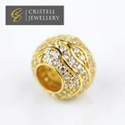 Custom made logo cz micro crystal pave wholesale 925 sterling silver full stone slide charms beads jewelry for woman