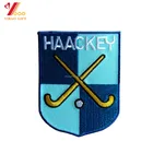 Custom fabric applique Sport Club iron on embroidered hockey patches for garment sports wear