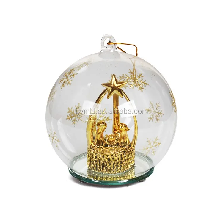 christmas tree hanging led glass ball with golden