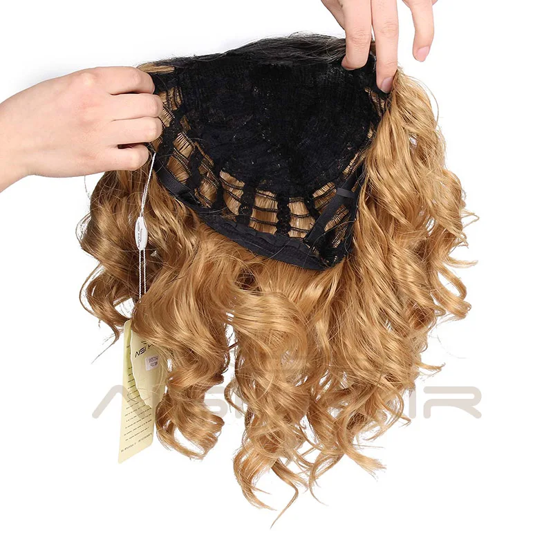 Aisi Hair Wholesale Side Part Short Curly Wavy Ombre Blonde Color