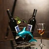 Spot goods Iron Crafts Metal Coco&Dolphin Wine Holder Home Wrought Iron Crafts Desktop Decor