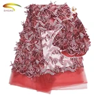 Wholesale nigerian wedding ladies red clothing full sequins african lace fabrics for Evening Dresses