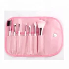 Professional 7 PCS Synthetic Hair Multi-color Cosmetic Brush Kit Private Label Wholesale Makeup Brush Set with Bag