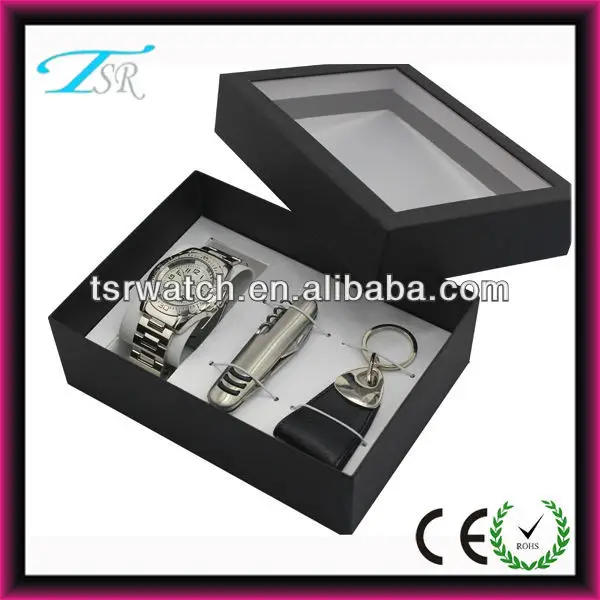 men wrist watches gift set and alloy wrist watch wallet keychain