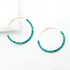 Turquoise Hoop Earrings Boho Natural Stone Earrings