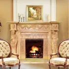 Cheap handcarved Beige hearth Marble Fireplace surround