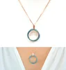 rose gold pave nano turquoise big 20mm circle women fashion necklace