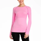 New women's sports breathable round neck T-speed dry training fitness running set finger long-sleeved shirt -WA08