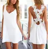 2019 Spring Or Summer Hot Style Women Ladies White Dress Backless Lace Sexy V Neck Back Cross Chiffon Beach Mini Vestidos Dress