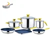9pcs Ultralight square ss scooking pot cookware set non stick frypan stainless steel cookware sets with handle