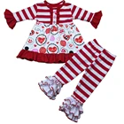 yiwu adorable baby wholesale clothes love pattern children clothing set Valentine boutique kids outfit cute