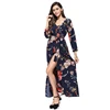 2019 Nice Faddish Flower Pattern V-Neck Chiffon Women Long Sleeve Boho Maxi Dress