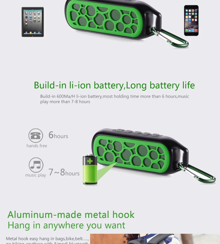 2016 Waterproof portable bluetooth speaker bass