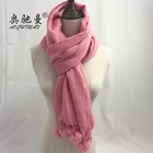 women polyester scarf with rabbit feather tassel