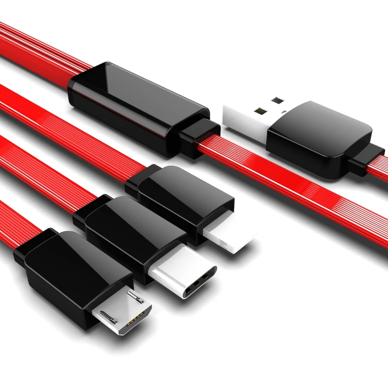 90 Degree Angle Elbow L Bending USB Data Phone Charger Charging 3 in 1 USB cable for iphone android type C - ANKUX.COM