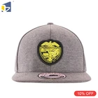 wholesale custom 6 panel applique grey wide flat brim chinese snapback hat baggy caps sports hat for children
