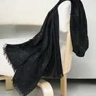 Fashion bling black color wool scarf hijab for women that mercerized
