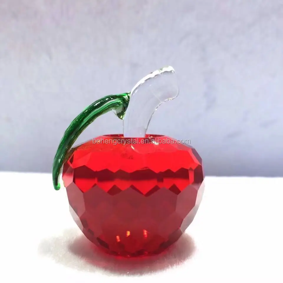 folk decorative faceted clear crafts crystal glass apple for