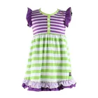 New ruffle design wholesale little girls cotton summer stripe boutique dresses for kids