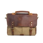 Mens Vintage Leather Canvas Messenger Bag Laptop Shoulder Bag
