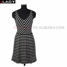black white stripe french terry sleeveless dress