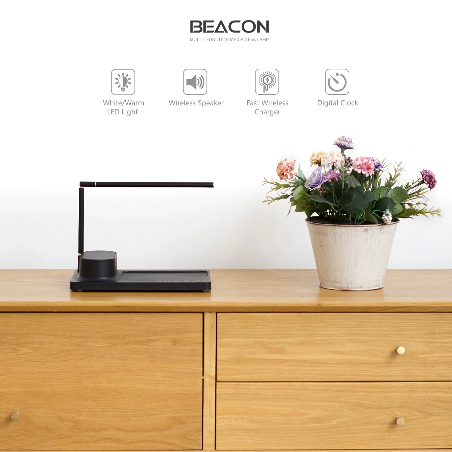 Masdio Beacon Wireless Charging Table Lamp with Wireless Speaker for Deep Bass Music - ANKUX.COM