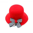 Waterproof Custom 100% Wool Felt Bucket Hat With Bowknot
