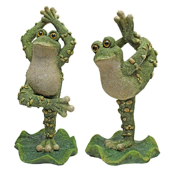 2 pcs one set creek frog resin dacing garden pond pool statue