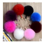 Hot Sale Colorful Real Fur Pom Poms Big Soft Fox Fur Ball Pendant Keychain