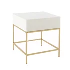 Modern golden stainless steel bedroom sofa side table with white lacquer drawer
