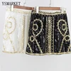 YSMARKET 1920s Vintage Paisley Beaded Embroidery Sequin Skirt High Waist Short Saia Lapis Women Summer Mini Party Skirt E48