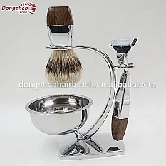 ハイエンドプライベートラベル金属ハンドルsilvertipアナグマ毛シェービングセット用男性 問屋・仕入れ・卸・卸売り