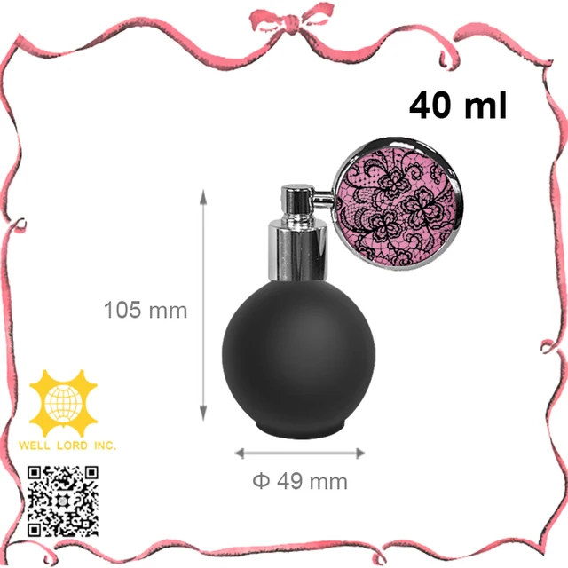 Unique design frosted black empty 40ml round glass atomizer perfume