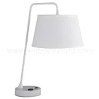 UL CUL Approved Painting White Reading Desk Lamp With Outlet And Switch T20421