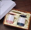400ML Gold Rim gift box ceramic coffee gift cup couple pink blue mug set for lovers