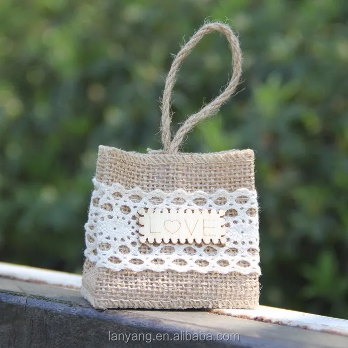 diy rustic favors gift bag/vintage wedding favor burlap and