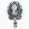 Vintage style beautiful victorian lady cameo brooch