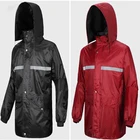 Factory price good quality navy blue color 100% polyester waterproof raincoat rain clothing with reflective tape