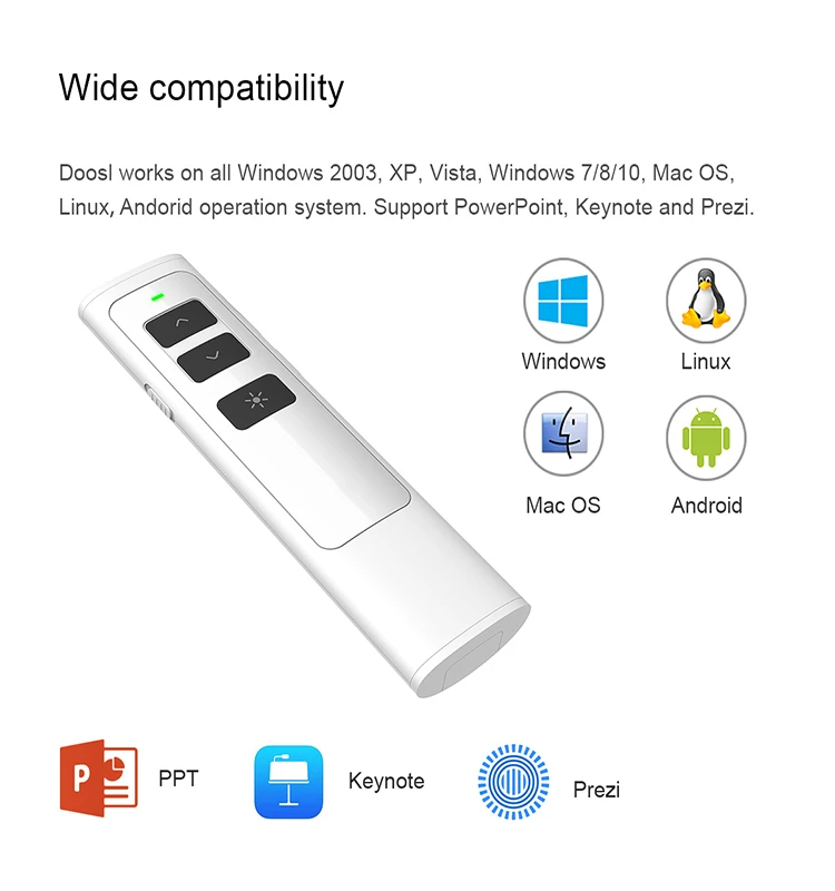 New 2.4G v pointer wireless presenter with 1mW laser pointer long range presentation remote