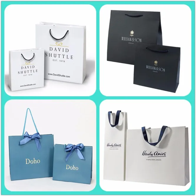 custom logo printed boutique paper bag hs code with handle for