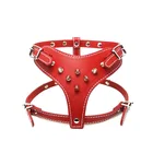 Dog Walking Training Hiking Running Sport Pet Harness Adjustable Leather Rivet Spike Studded Dog Harness