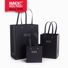 IMEE Offset Printing Printed Kraft Handbag Coated Plastic Drawstrings Tote black luxury Paper Hand Bag