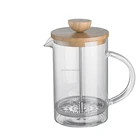 French Press Coffee Espresso Maker with Stainless Steel Plunger, Glass and Bamboo Wood