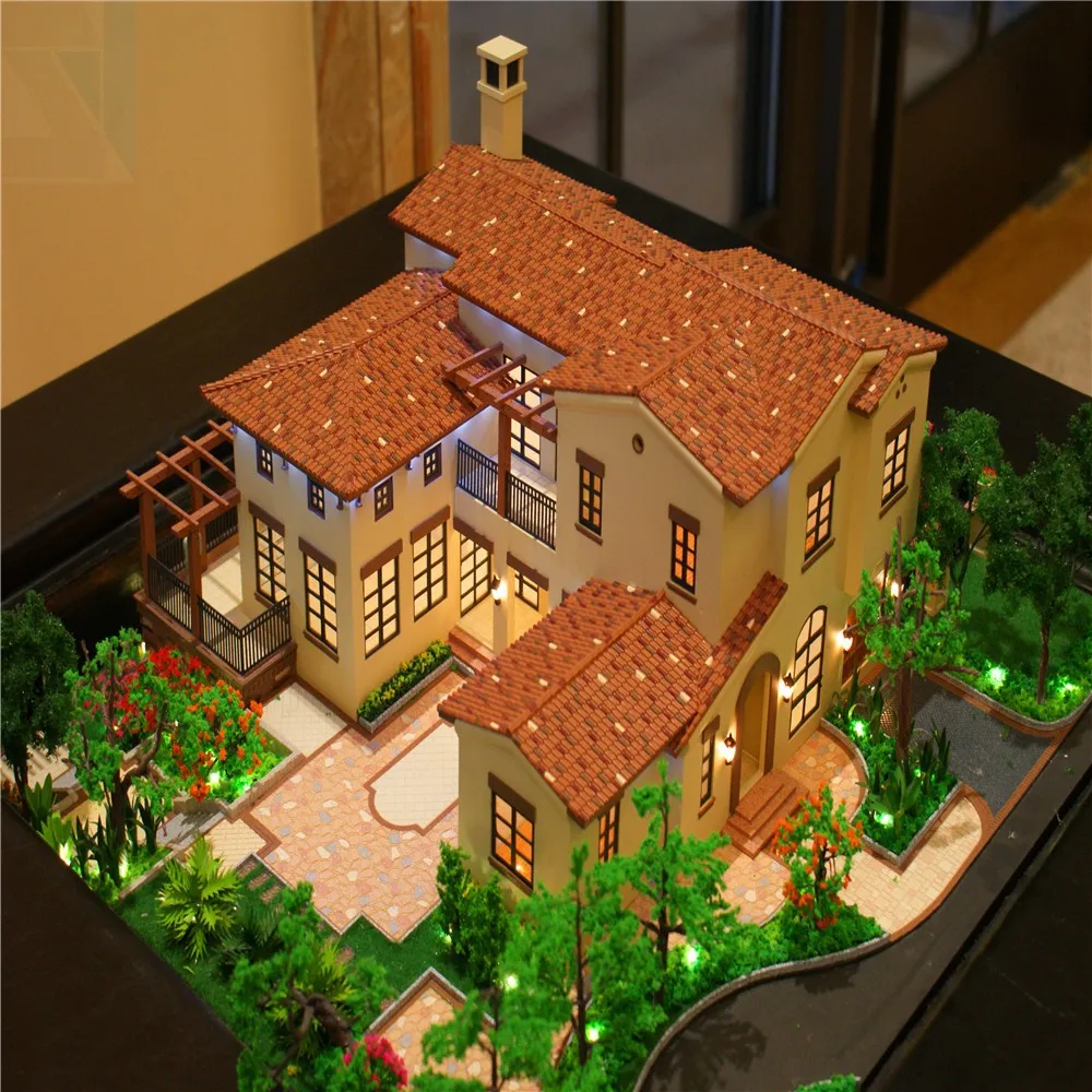 Модель миниатюрный дом, недвижимость на продажу/вилла модель с садовой мебелью