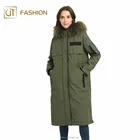 Wholesale Jtfur Armygreen Down Lining Reversible Winter Warm Fur Jacket Genuine Raccoon Fur Collar Parka