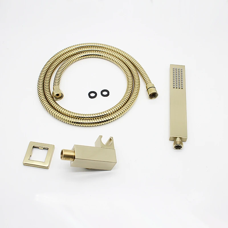 Hand Held Brushed  Gold Brass Bathroom Shower Head