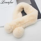 Colorful Pom Pom Ball Fur Muffler Real Rex Rabbit Fur Neck Warmer Wrap Circle Collar Scarf