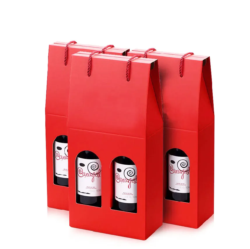 mini red wine bottle gift packaging box with handles