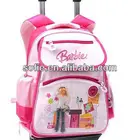 New design beautiful Polyester Girl trolley school bag with picture for the students