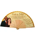 Paulownia Wooden Hand Fan Wedding Favors Chinese Carved Folding Wedding Wood Hand Fan